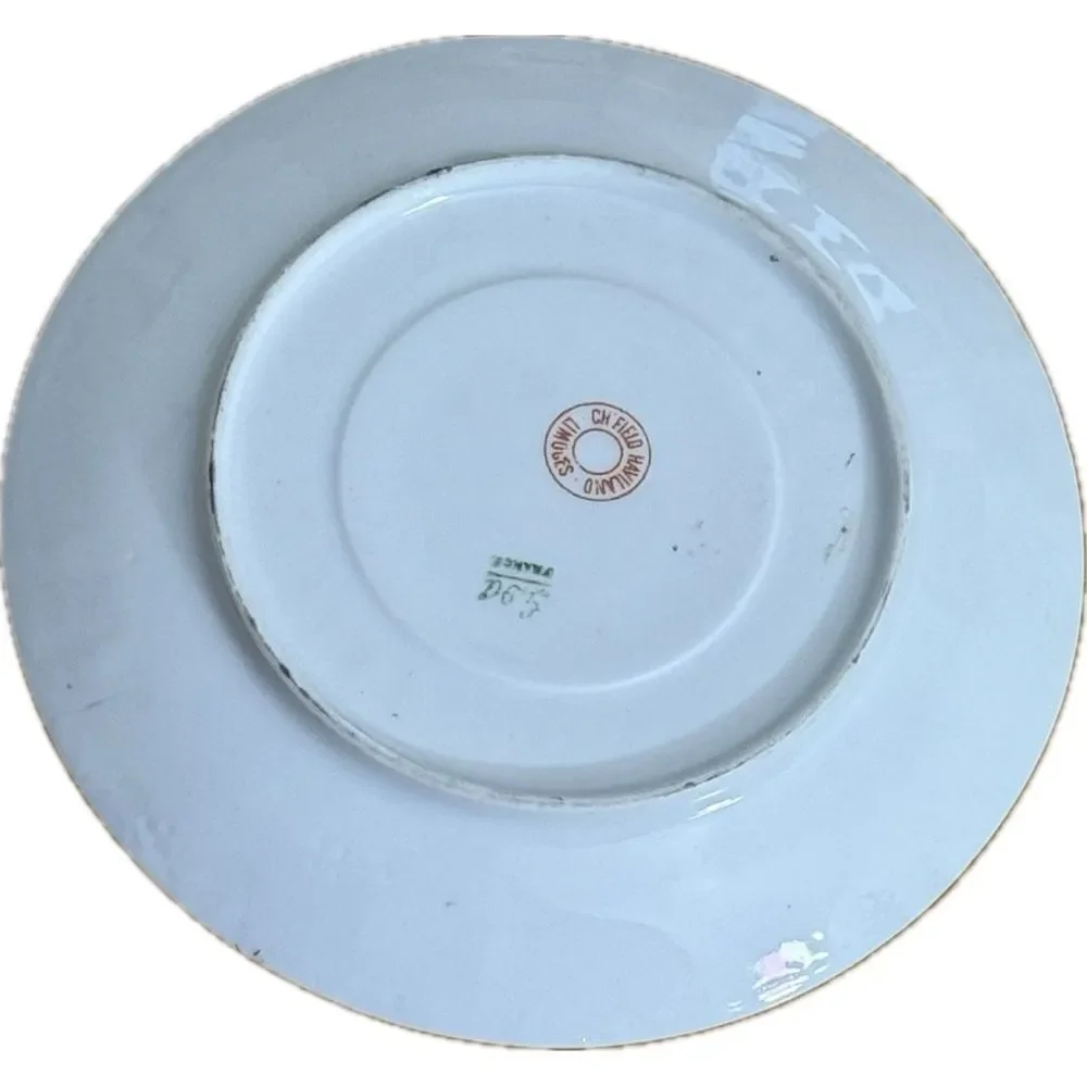 Antique French Porcelain Plate with Pink Roses & Scalloped Edge - Limoges‎